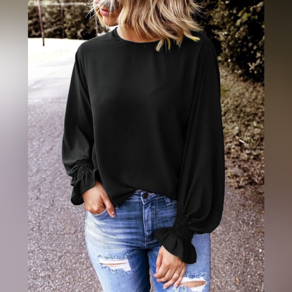 Black Chic Longsleeve Blouse
